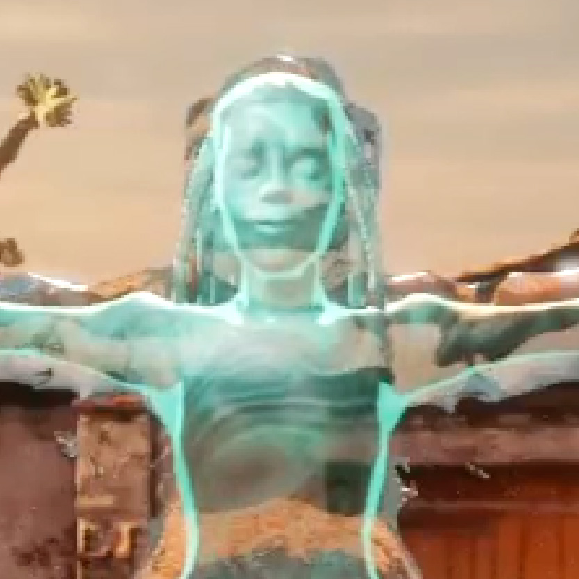 A figure made out of water.
